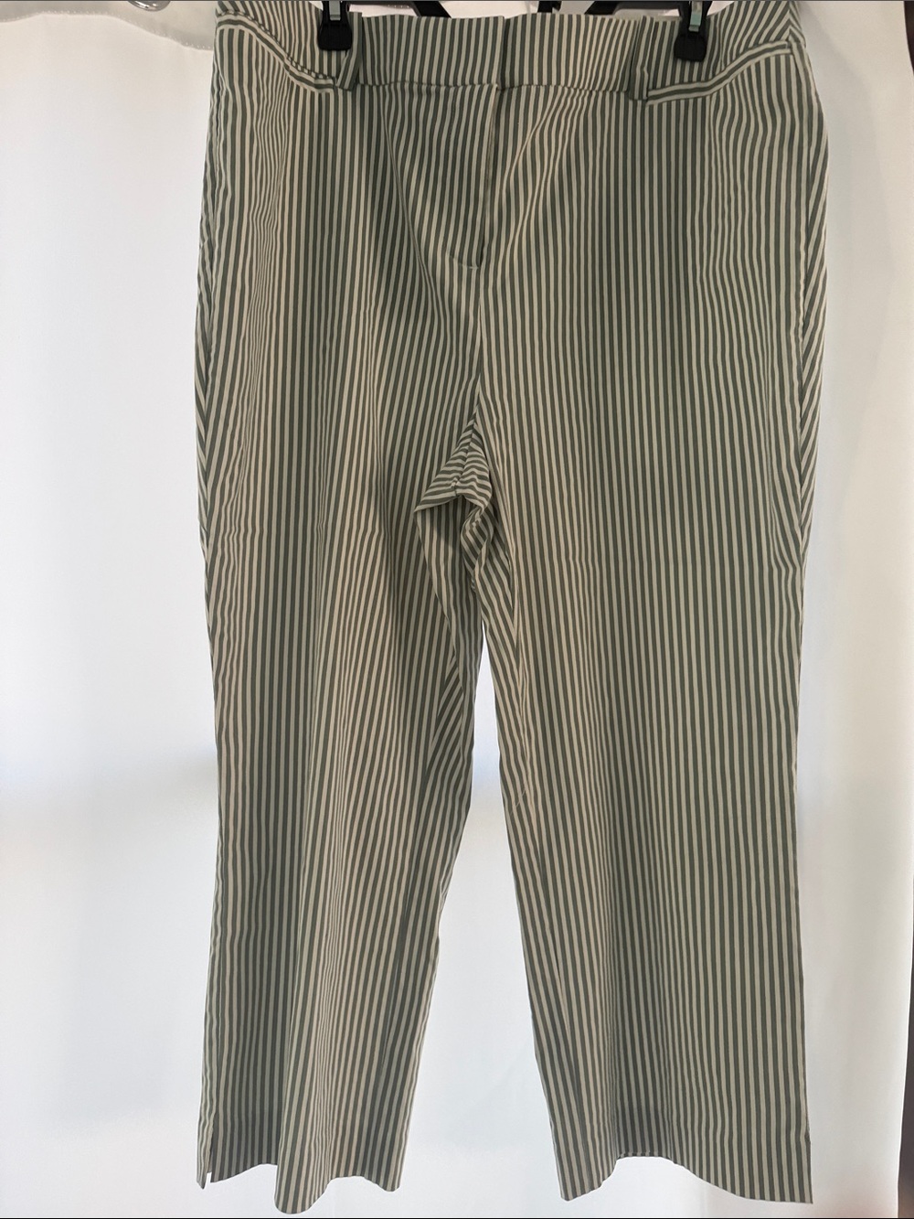 Lane Bryant Green and White Vertical Stripe Pants